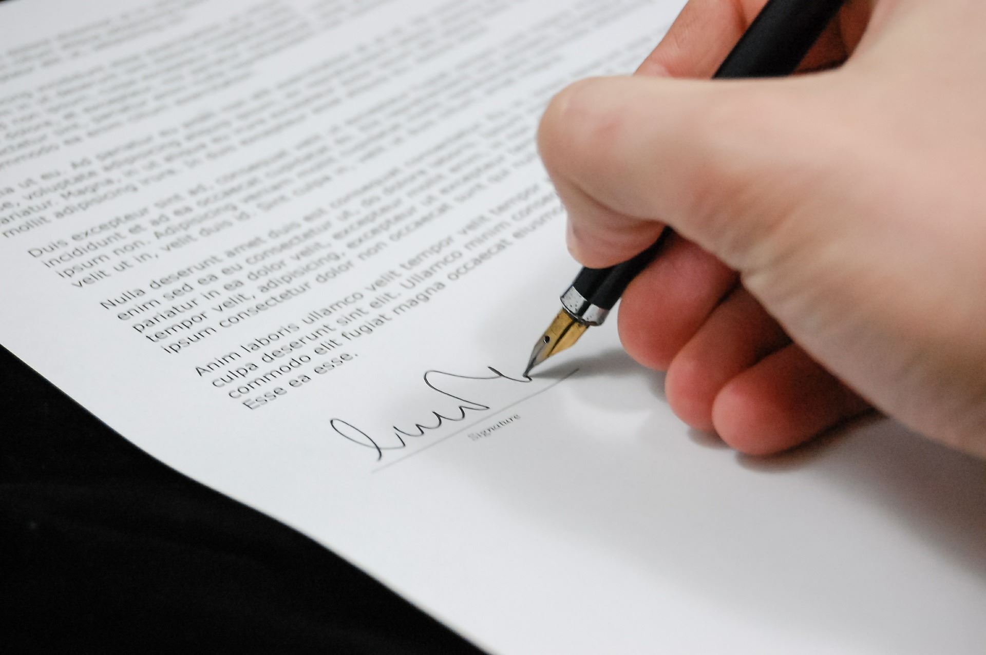 signing a contract